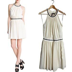 Mango Sleeveless Tennis Cocktail Mini Dress Women's 4 Ivory Chiffon Fit & Flare